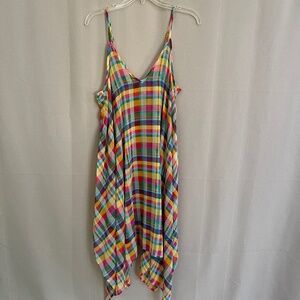 Bleu Rod Beattie Sheer Plaid Multi Adjustable Strap Swim Dress Coverup Sz M NWT